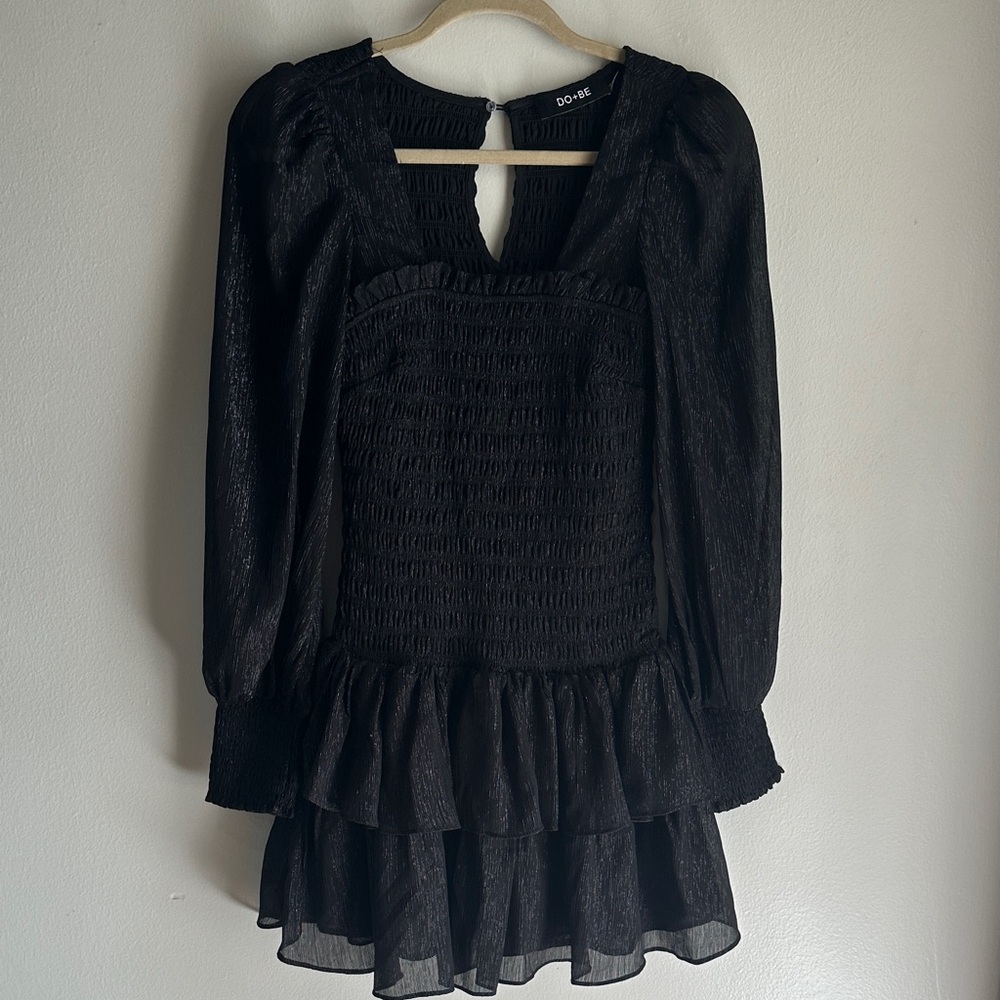 Do+Be small Black Long Sleeve Ruffle Dress